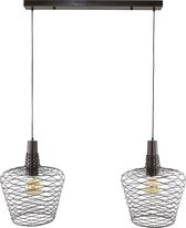 Hanglamp 2 lichts Accent | antiek koper finish | 125x43x150 cm | eetkamer / woonkamer | sfeervol | industrieel design