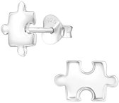 Joy|S - Zilveren puzzel - puzzelstukje oorbellen - massief - 8 x 7 mm - oorknoppen