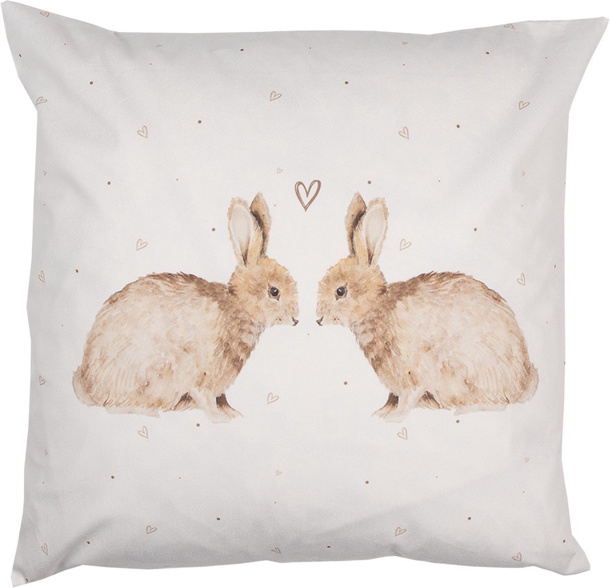 Clayre & Eef Kussenhoes 45x45 cm Wit Polyester Konijnen