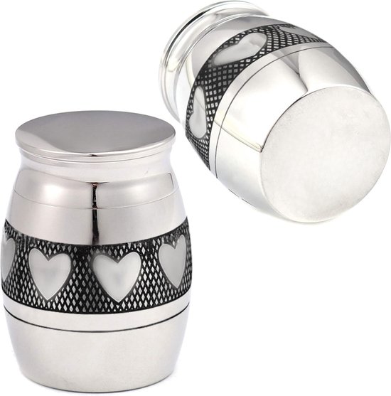 Mini Urn voor as - 4cm - Hartjes - mini-urnen voor Mensen - Onbreekbaar - Mini Urne Mens - Kleine urne
