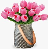 Real Touch Tulips - Roze - Real Touch Tulpen - Pink - Tulpen - Kunstbloemen - Kunst Tulpen - Kunst Boeket - Tulp - 36 CM - Zijden Bloemen - Latex Bloem - Bruiloft - Voorjaar - Lente