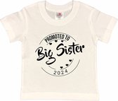Shirt Aankondiging zwangerschap Promoted to Big Sister 2024 | korte mouw | wit/zwart | maat 86/92 zwangerschap aankondiging bekendmaking Baby big sis sister Grote Zus