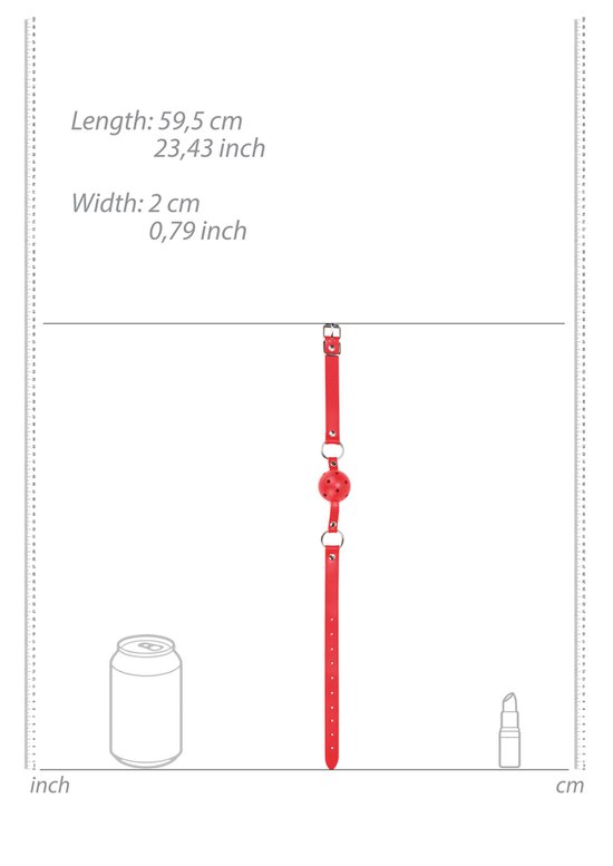 Foto: Ouch mond knevel met geperforeerde bal en lederen band verstelbaar rood