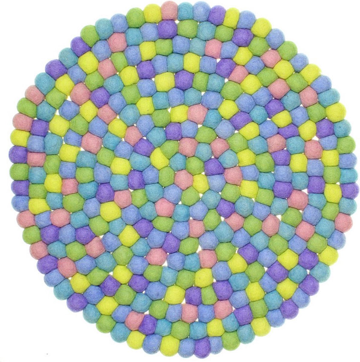 Onderzetter Vilt Rond - Bolletjes Volle Pastelkleuren - 40 cm - Fairtrade Sjaalmetverhaal