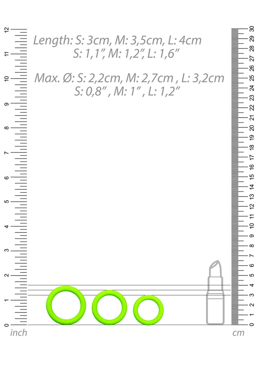 Goedkoopste 3 pcs Cock Ring Set - Glow in the Dark - Neon Green