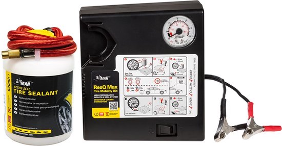 ResQ Pro Compressor 12V Bandendichtmiddel Voor Auto AirMAN ResQ: Dé Bandenreparatieset Voor Tesla S/3/X/Y In NL/BE Ventielperforatie Reparatieset Airman ResQ Pro Bandenplakset