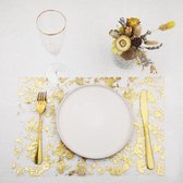 Tafelloper, polyester tafelloper met coating in glanzend goud, 23 cm × 15 m, voor bruiloft, feest of festival, Nieuwjaar, Pasen