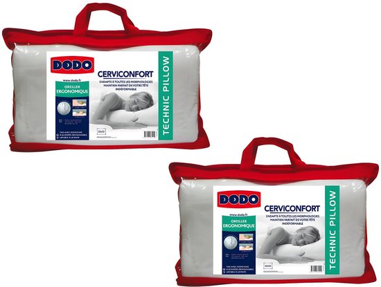 DODO Set 2 Hoofdkussens DODO PERFECT POSITION - 35x52 cm - perfecte houding van het hoofd L 52 cm x H 10 cm x D 35 cm