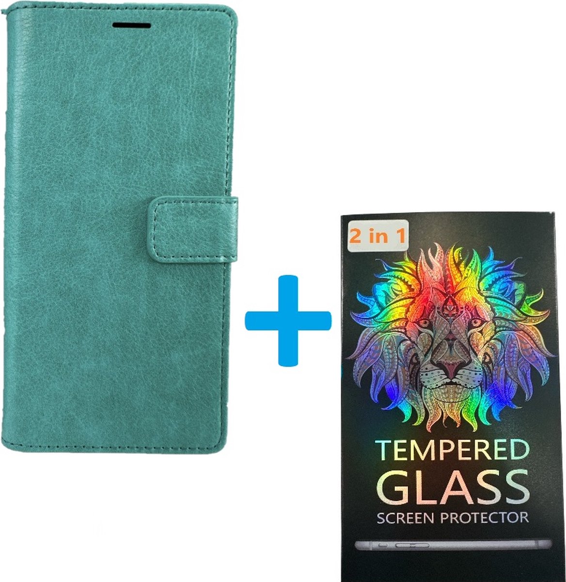 Portemonnee Book Case Hoesje + 2x Screenprotector Glas Geschikt voor: Nokia 3.4 - Mintgroen