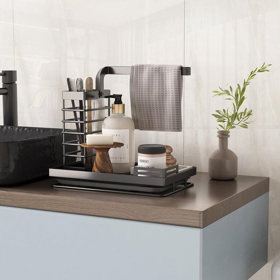 FOXWHALE Spoelbakorganizer voor keuken, haken, wastafel, organizer, hangend zonder boren, zelfklevend, badkamergootsteenorganizer voor keukenaccessoires, spons/borstel/spoelzeep (wit FOXWHALE Spoelbakorganizer voor keuken, haken, wastafel, organizer, hangend zonder boren, zelfklevend, badkamergootsteenorganizer voor keukenaccessoires, spons/borstel/spoelzeep (wit