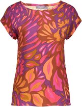 Geisha T-shirt Kleurrijke Top 43257 20 Aubergine/brown/fuchsia Dames Maat - XS