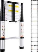 telescopische ladder, uitschuifbaar, 380 cm hoog, vouwladder, draagvermogen 170 kg