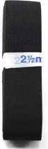 Taille bandelastiek - 25 mm x 2,5 m - tailleband elastiek voor kleding - zwart - polyester/elastan/katoen