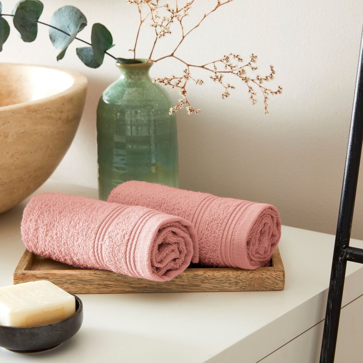 Univers Décor - "Spa" badstof gastendoekjes - 30 x 50 cm - Set van 6 - 400 g/m - Bloos
