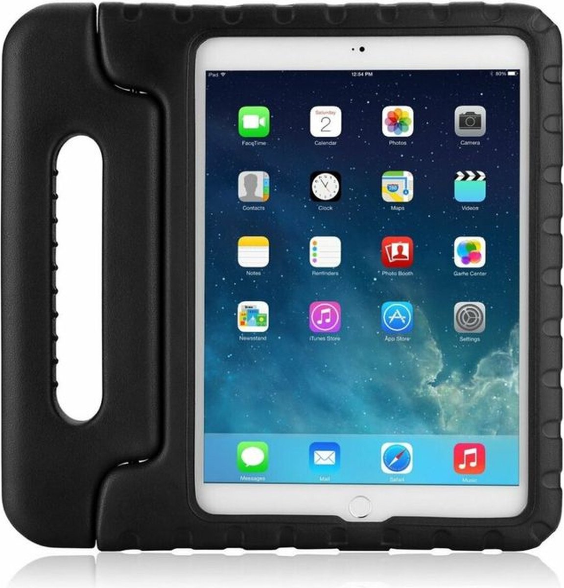 Waeyz Tablet Hoes inclusief 2 Stuks screen protector geschikt voor kinderen extra bescherming Geschikt voor iPad Mini 1/2/3/4/5 Inclusief 2Stuks Screenprotector - Kidsproof Hoes Backcover met handvat - Zwart