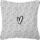Zoedt buitenkussen - zwart wit met hartje - stippen patroon - 40x40 cm