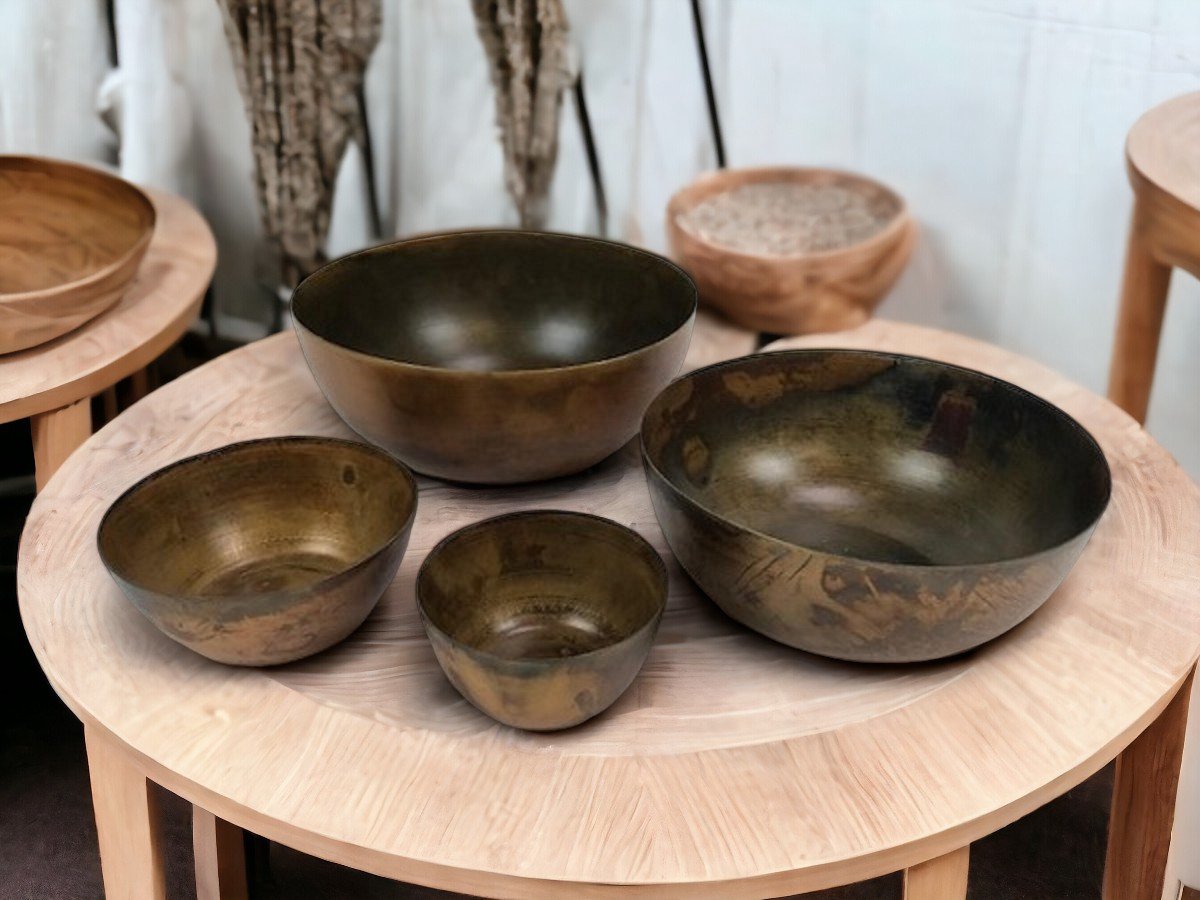 Set van 4 Schalen Metaal Bruin/Goud 13x5/10x4/8x3/6x3 cm