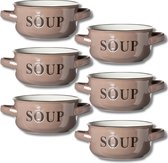Bols à Soupe Gris avec Anses Cosy&Trendy - 6 pièces - 13,5XH6,5CM - 47 cl - Faïence