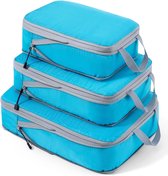 Organisateur de Valise à Compression Cubes d'emballage Cubes d'emballage de Rangement pour Bagages Sacs à vêtements Cubes d'emballage' emballage Sacs d'emballage (Bleu Ciel, 3 pièces)