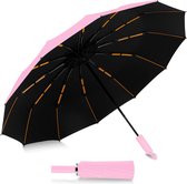 Winddichte paraplu met 12 ribben, sterke compacte automatische reisparaplu, opvouwbare lichtgewicht paraplu voor mannen en vrouwen