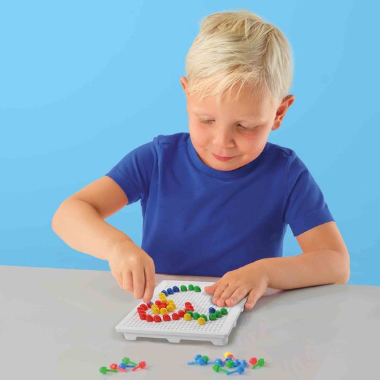 SES - Tableau mosaïque - Montessori - compact - avec 100 épingles colorées en 4 couleurs - réutilisable