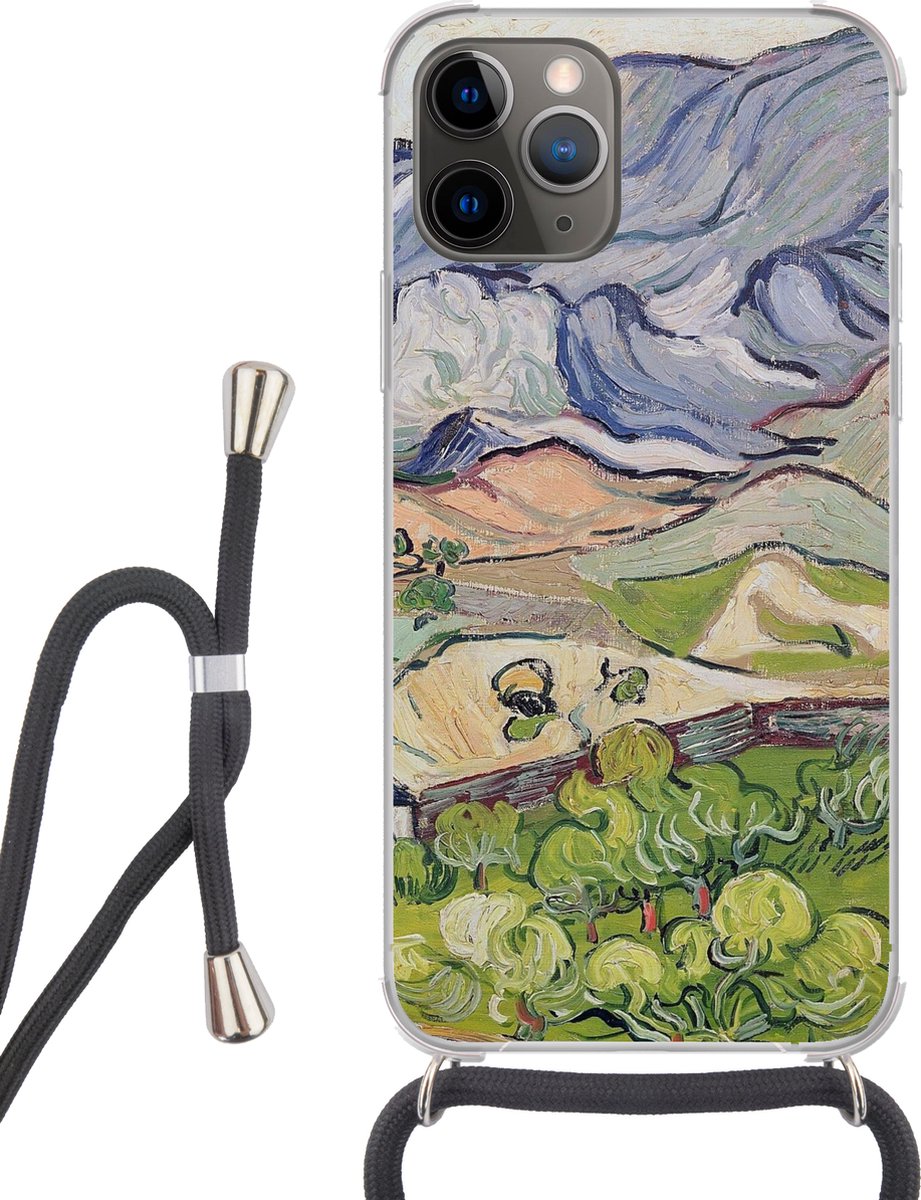 Telefoonhoesje Geschikt voor iPhone 12 pro crossbody - De Alpen - Vincent van Gogh - Siliconen - Crossbody - Backcover met Koord - Telefoonhoesje met koord - Hoesje met touw Telefoonhoesje