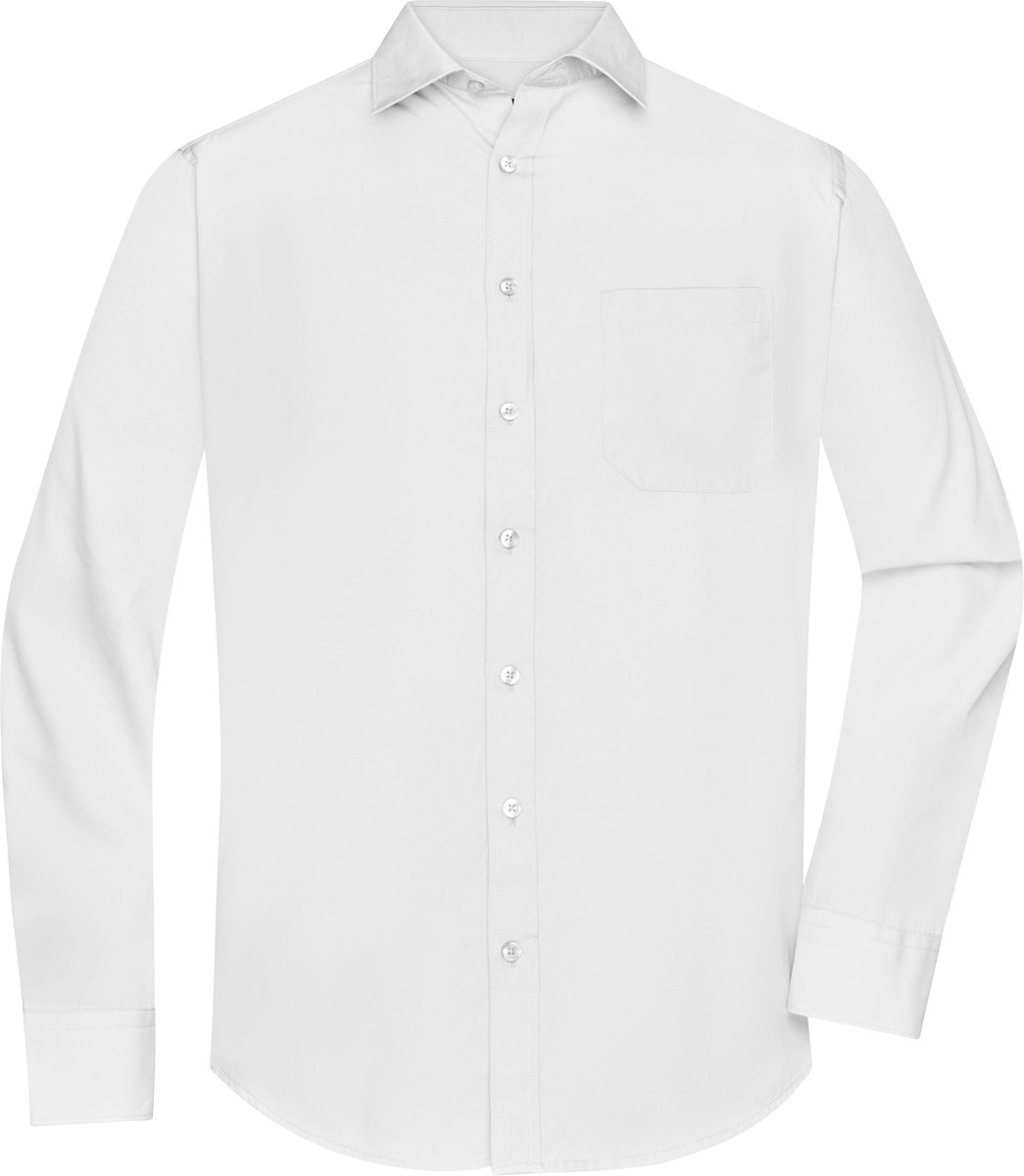 James and Nicholson Blouse Heren Met Lange Mouw - Overhemd Heren - Valentijn - Valentijnsdag - Valentijnsdag Voor Mannen - Valentijn Cadeautje Voor Hem - Vaderdag - (Wit Maat 3XL)