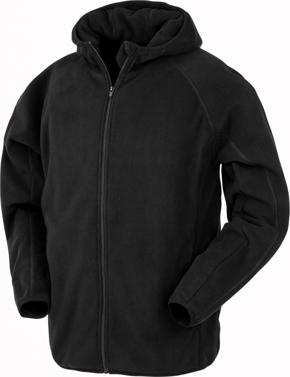 Result Recycled Hooded Microfleece Jacket RT906 Zwart