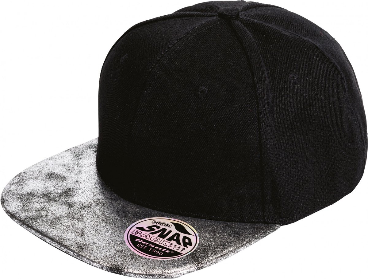 Result Bronx Flat Glitter Peak Snapback Cap RH87 - BLACK/SILVER - One size
