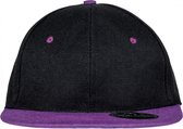 Bronx Original Flat Peak Snapback Dual Colour Cap - One Size, Zwart / Paars