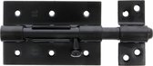 AMIG schuifslot/plaatgrendel - staal - 10cm - zwart - incl schroeven - deur - raam - geschikt voor hangslot (niet inbegrepen)