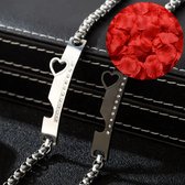 Hartjes Armband Set + Rozenblaadjes = Valentijn Cadeautje voor Hem en Haar - Valentijnsdag voor Mannen Cadeau Kadootjes