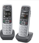 Gigaset E560 Duo - draadloze huistelefoon - ideaal voor senioren - met zeer grote verlichte knoppen en 4 direct voorkeuzetoetsen- extra luide functie - compatibel met gehoorapparaat - Ruimtebewakingsfuntie Zilver