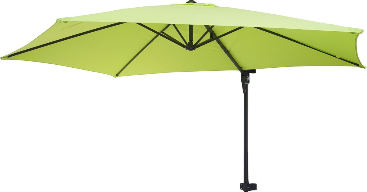 Wandparasol Casoria, verkeerslicht parasol balkonparasol, 3m kantelbaar, polyester aluminium/staal 9kg ~ green-lemon
