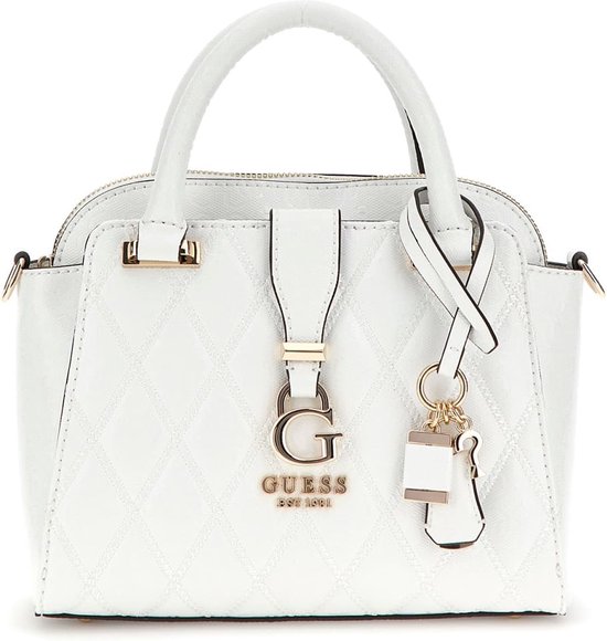 Guess Adi Small Satchel Dames Handtas - Wit - One Size