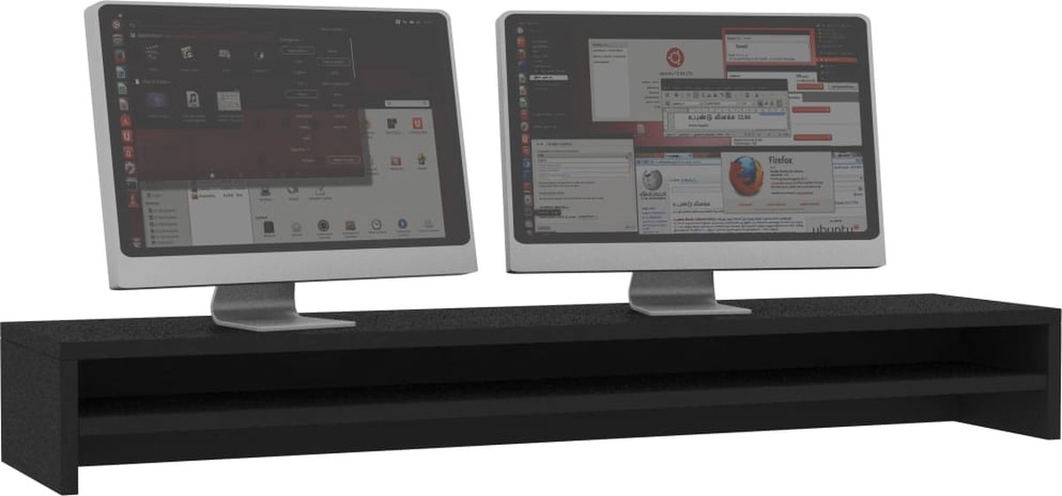 Beroli - Monitorstandaard - 100x24x13 cm - bewerkt hout - zwart - Ergonomische - Werkruimte - Optimalisatie - Computer - Monitor - Accessoire - Schermverhoger - Kantoor - Organisatie - Verbeter - Arbeidsproductiviteit