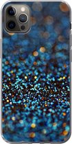 Geschikt voor iPhone 13 Pro Max hoesje - Glitter - Blauw - Abstract - Design - Siliconen Telefoonhoesje