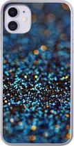 Geschikt voor iPhone 11 hoesje - Glitter - Blauw - Abstract - Design - Siliconen Telefoonhoesje