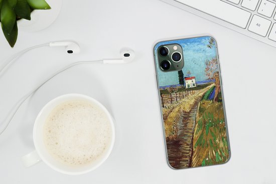 Telefoonhoesje Geschikt voor iPhone 11 Pro hoesje - Pad door een veld met wilgen - Vincent van Gogh - Siliconen Telefoonhoesje Telefoonhoesje