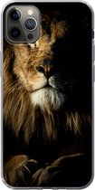 Geschikt voor iPhone 13 Pro Max hoesje - Leeuw - Licht - Zwart - Siliconen Telefoonhoesje