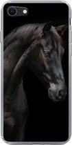 Telefoonhoesje Geschikt voor iPhone 8 hoesje - Paard - Dier - Zwart - Siliconen Telefoonhoesje