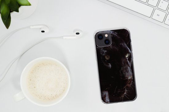 Coque iPhone 13 mini - Panthère - Animal - Zwart - Siliconen - Sinterklaas - Noël - Cadeaux - Cadeaux de chaussures