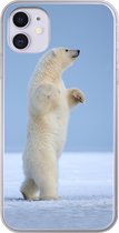 Geschikt voor iPhone 11 hoesje - IJsbeer - Grappig - Sneeuw - Kinderen - Jongens - Meisjes - Kind - Siliconen Telefoonhoesje