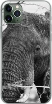 Coque pour iPhone 11 Pro Max - Gros plan d'un éléphant d'Afrique en noir et blanc - Coque en Siliconen pour téléphone