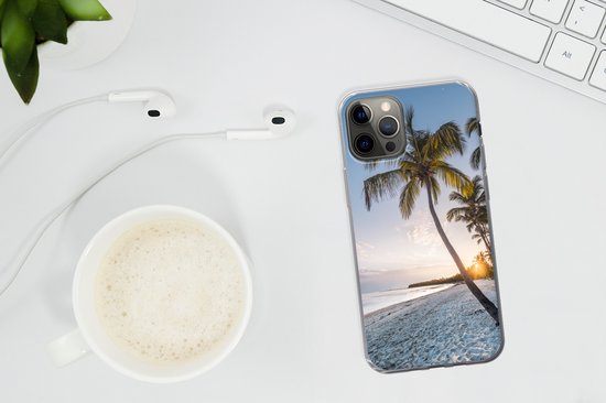 Coque iPhone 13 Pro - Plage - Coucher de soleil - Palmier - Siliconen - Noël - Cadeaux - Cadeaux chaussures