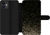 Bookcase Geschikt voor iPhone 12 Pro telefoonhoesje - Glitter - Abstract - Zwart - Met vakjes - Wallet case met magneetsluiting
