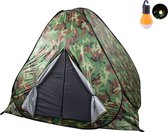 Camouflage Tent voor 2 personen met Muggennet + Campinglamp - Pop-up Tent - Handige Opberg Rugzak - Ideaal voor Hiking Kamperen Vissen Festival Survival- Visserstent - Camping - Speeltent