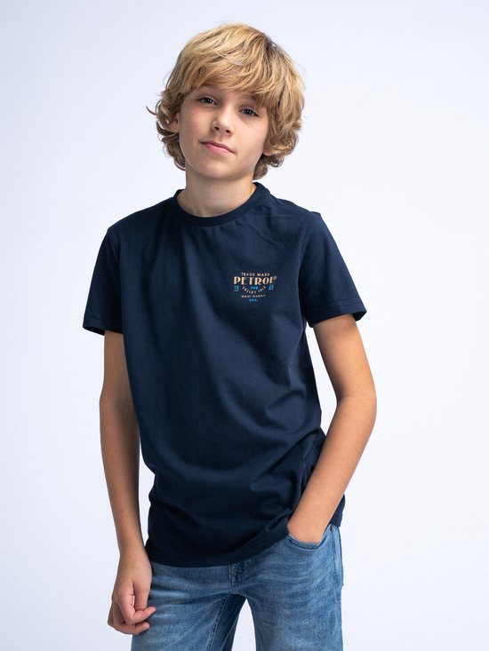Petrol Industries - Jongens Backprint T-shirt Sungold - Blauw - Maat 152