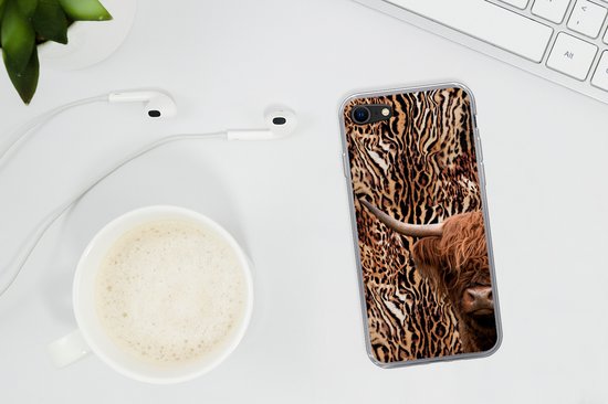 Coque iPhone 7 - Highlander écossais - Vache - Imprimé panthère - Siliconen