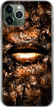 Geschikt voor iPhone 11 Pro hoesje - Vrouw - Lippen - Koper - Siliconen Telefoonhoesje